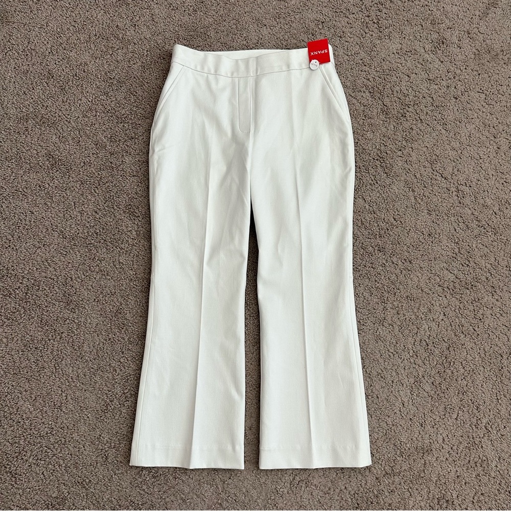 Spanx Pants Womens Size M Kick Flare Classic White